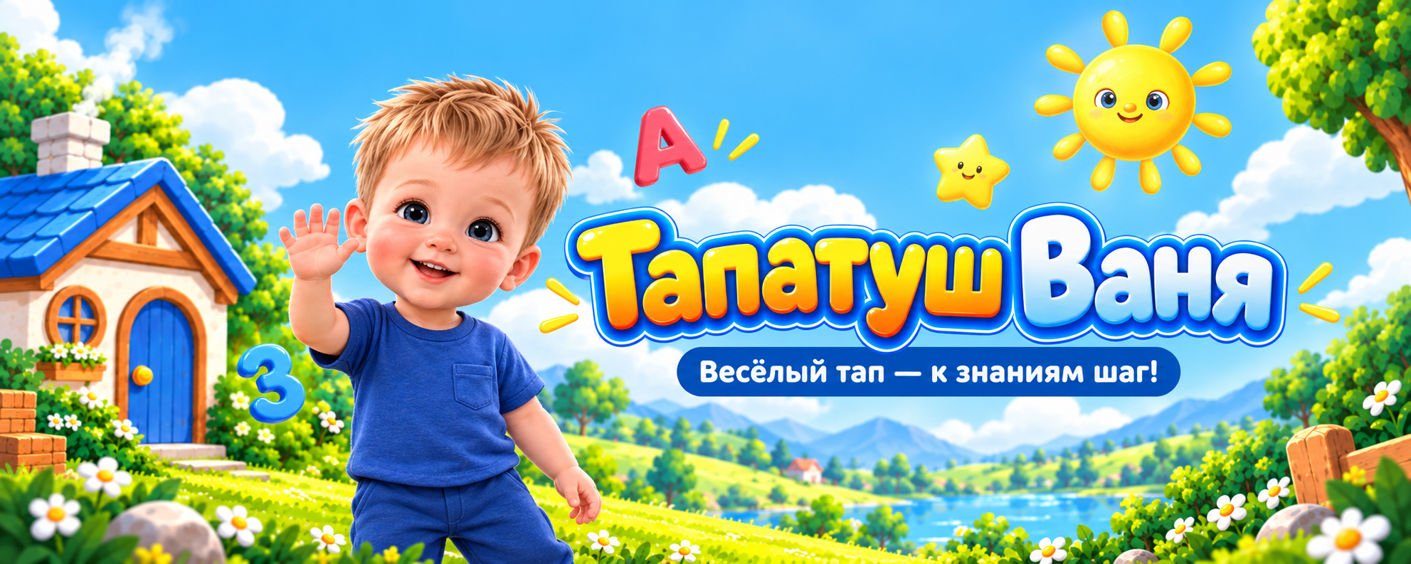 Ваня машет рукой в солнечном саду. Тапатуш Ваня: весёлый тап — к знаниям шаг!